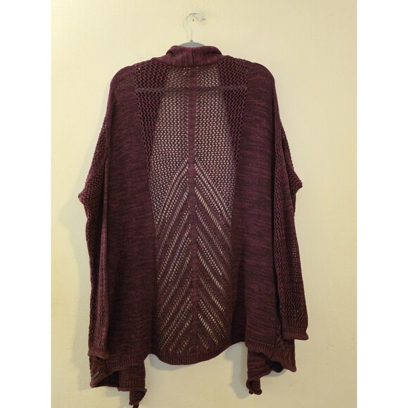 Roxy Women's Sm Take Stock Long Open Weave Boho Purple Maroon Cardigan‎ Sweater - Picture 3 of 8